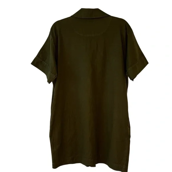 Faherty Linen Blend Palos Verdes Shirt Dress Olive Green Utility Coastal SZ L - Picture 9 of 16